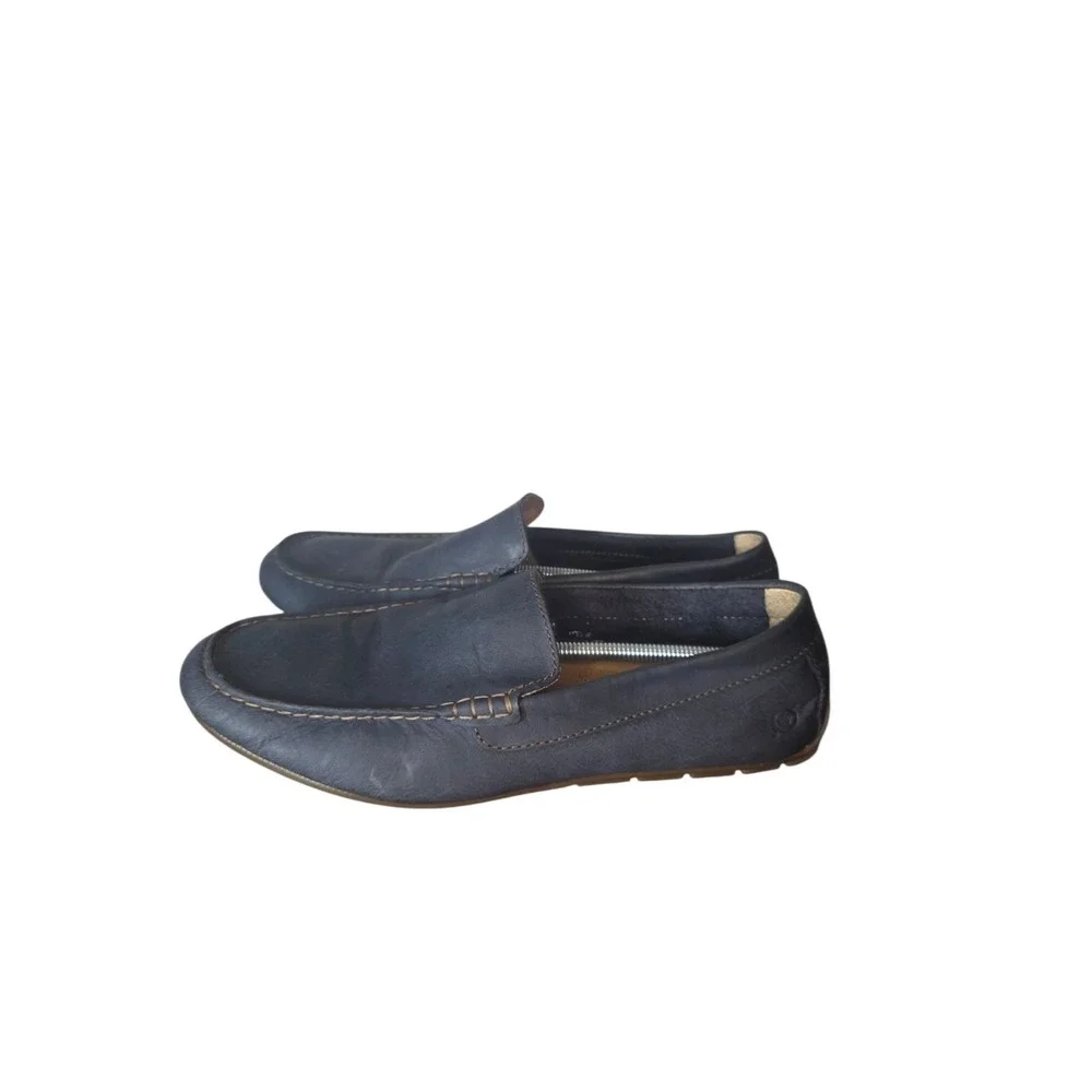 Born Allan Men's 9.5 Blue Leather Loafers Driving Moc Slip On Casual Shoes